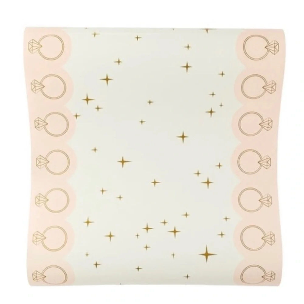 NEW Bling Party Paper Table Runner Gold & Pink Diamond Rings